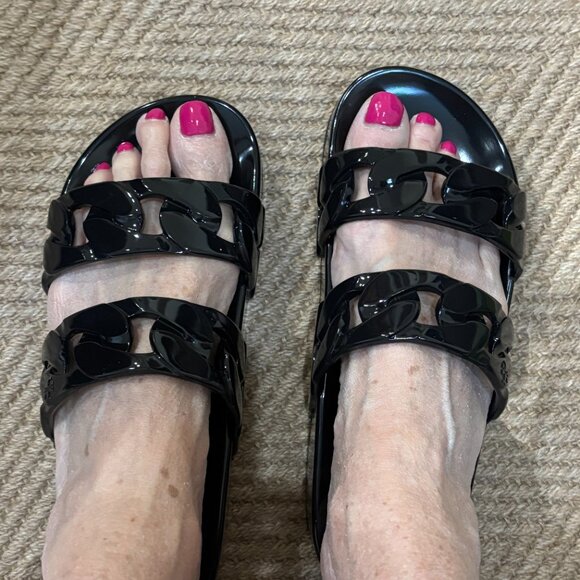 Tory Burch Women Adrien Jelly Lightweight Flat Slide Sandals - Picture 4 of 14